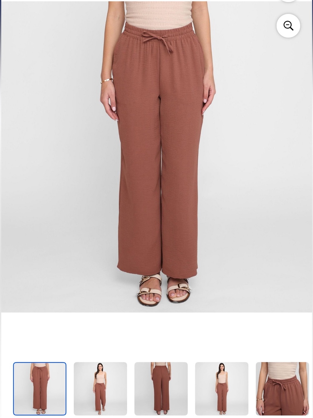 High-Rise Wide-Leg Drawstring Pants in Rust